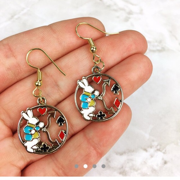 3/$15 Rabbit & Clock Dangle Earrings - Picture 2 of 5